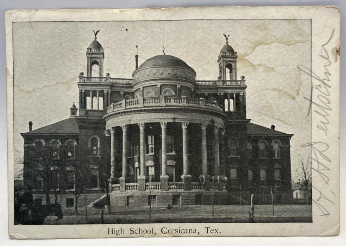 1906 High School, Corsicana, Texas TX Vintage Postcard