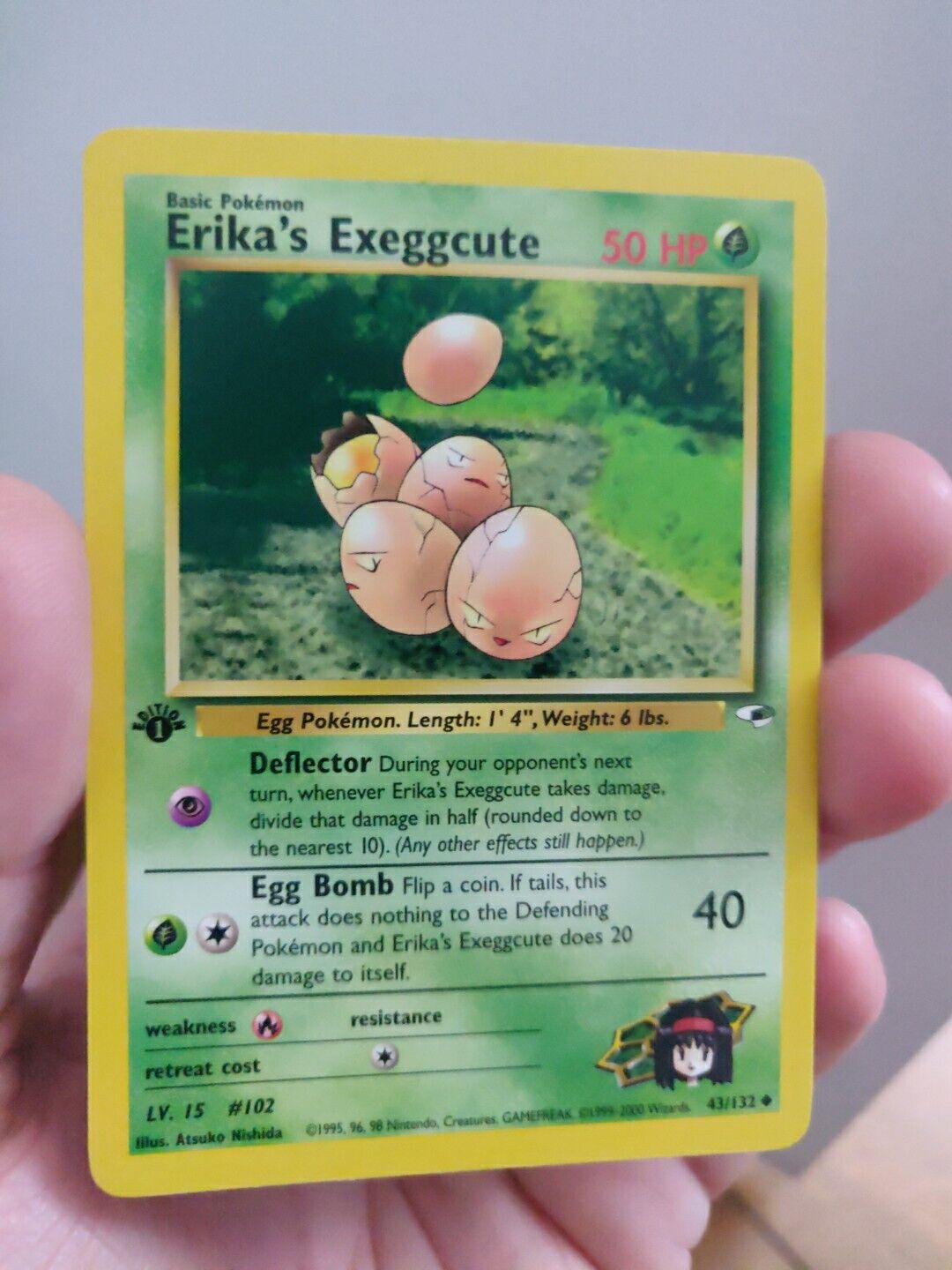 1ST EDITION Pokemon Card Gym Heroes Erika\'s Exeggcute 43/132 Near MINT