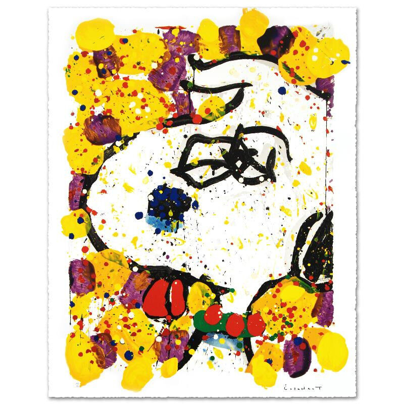 TOM EVERHART signed SNOOPY original litho SQUEEZE THE DAY Charles Schulz Peanuts