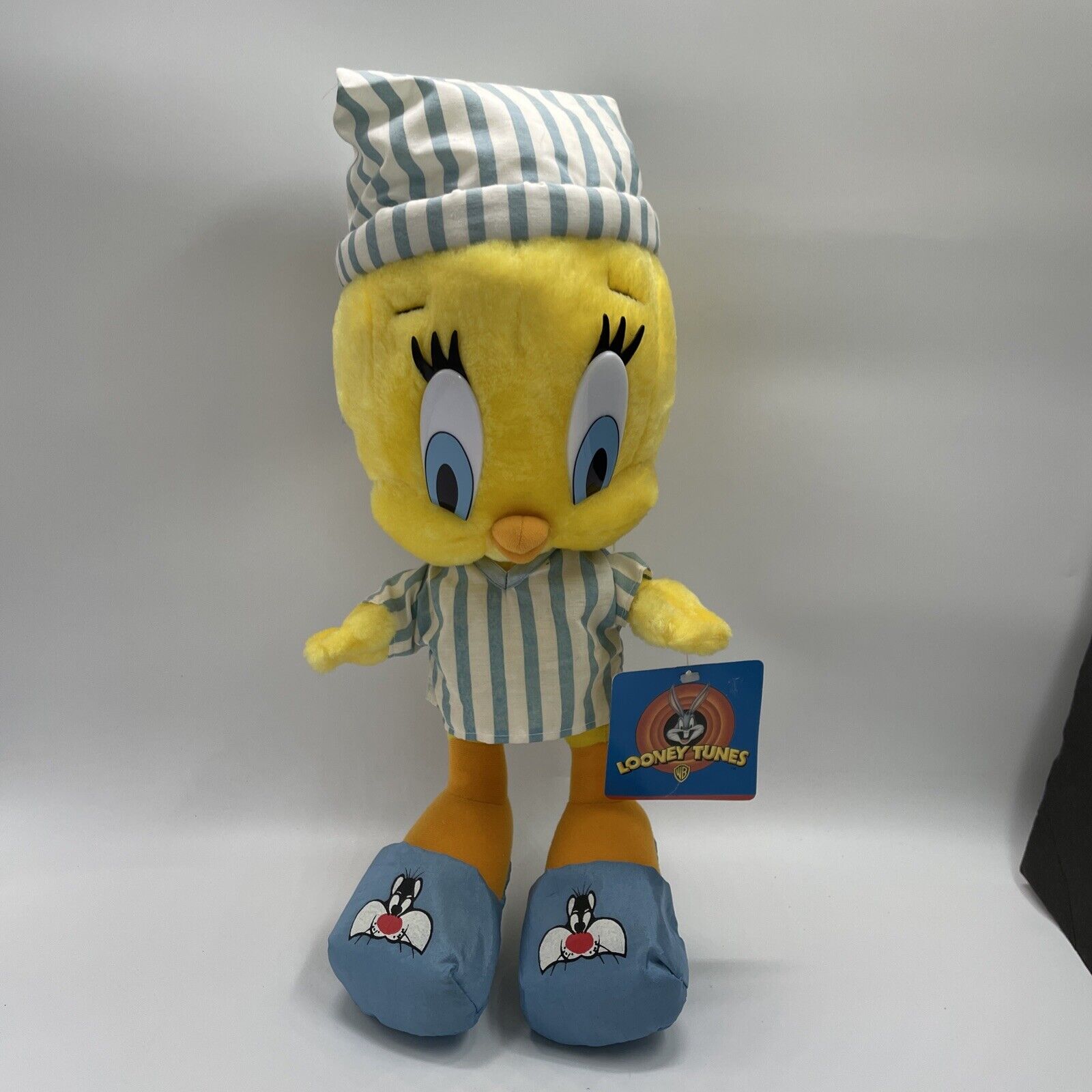 Tweety Bird Bedtime Pajamas Sylvester Slippers Plush Play By Play 17” 1997 VTG