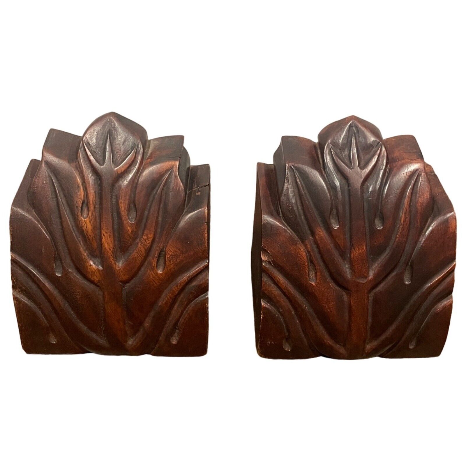 Set of Carved Wooden Bookends 5.5\
