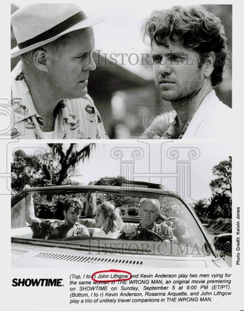 1993 Press Photo John Lithgow, Kevin Anderson, Rosanna Arquette in The Wrong Man