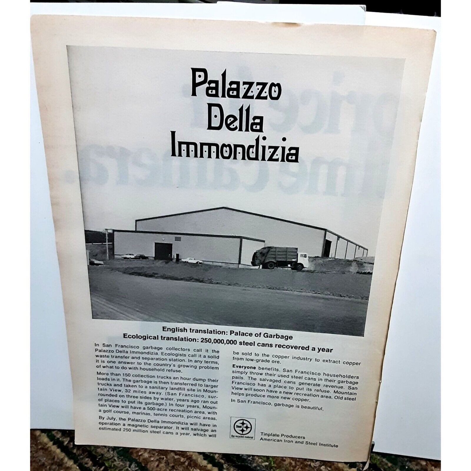 1972 American Iron Steel Palace Of Garbage Print Ad vintage 70s