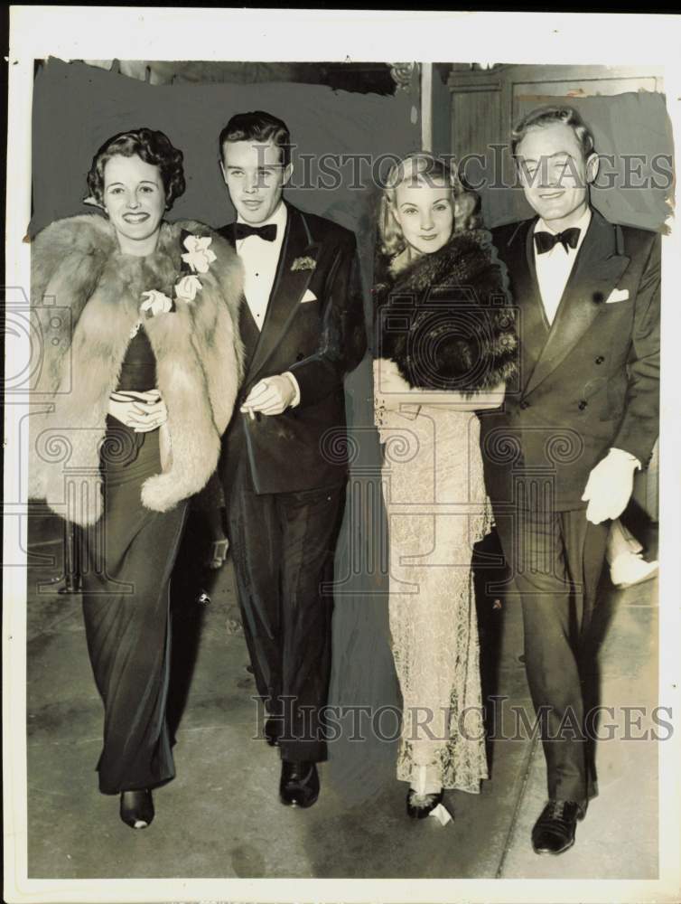 1937 Press Photo Mary Astor, Helen Chandler and husbands at Hollywood premiere