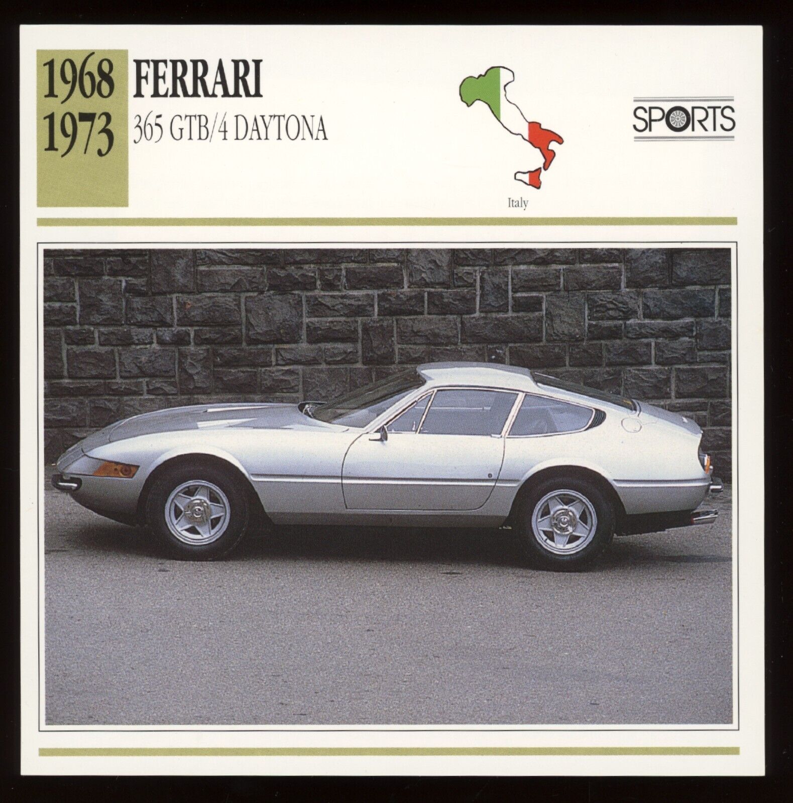 1968 - 1973 Ferrari 365 GTB/4 Daytona Classic Cars Card