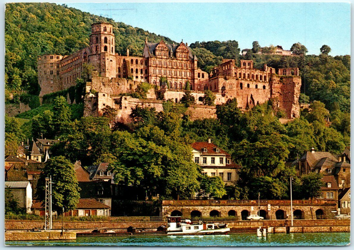 Postcard - The castle seen from the Hirschgasse, Heidelberg, Germany