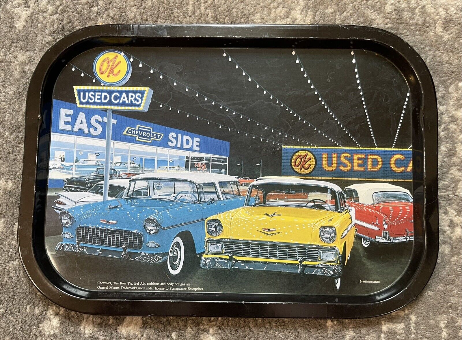 Vintage Metal Tray, Chevrolet OK Used Car Dealership, Bel Air, 1999 DavidSnyder
