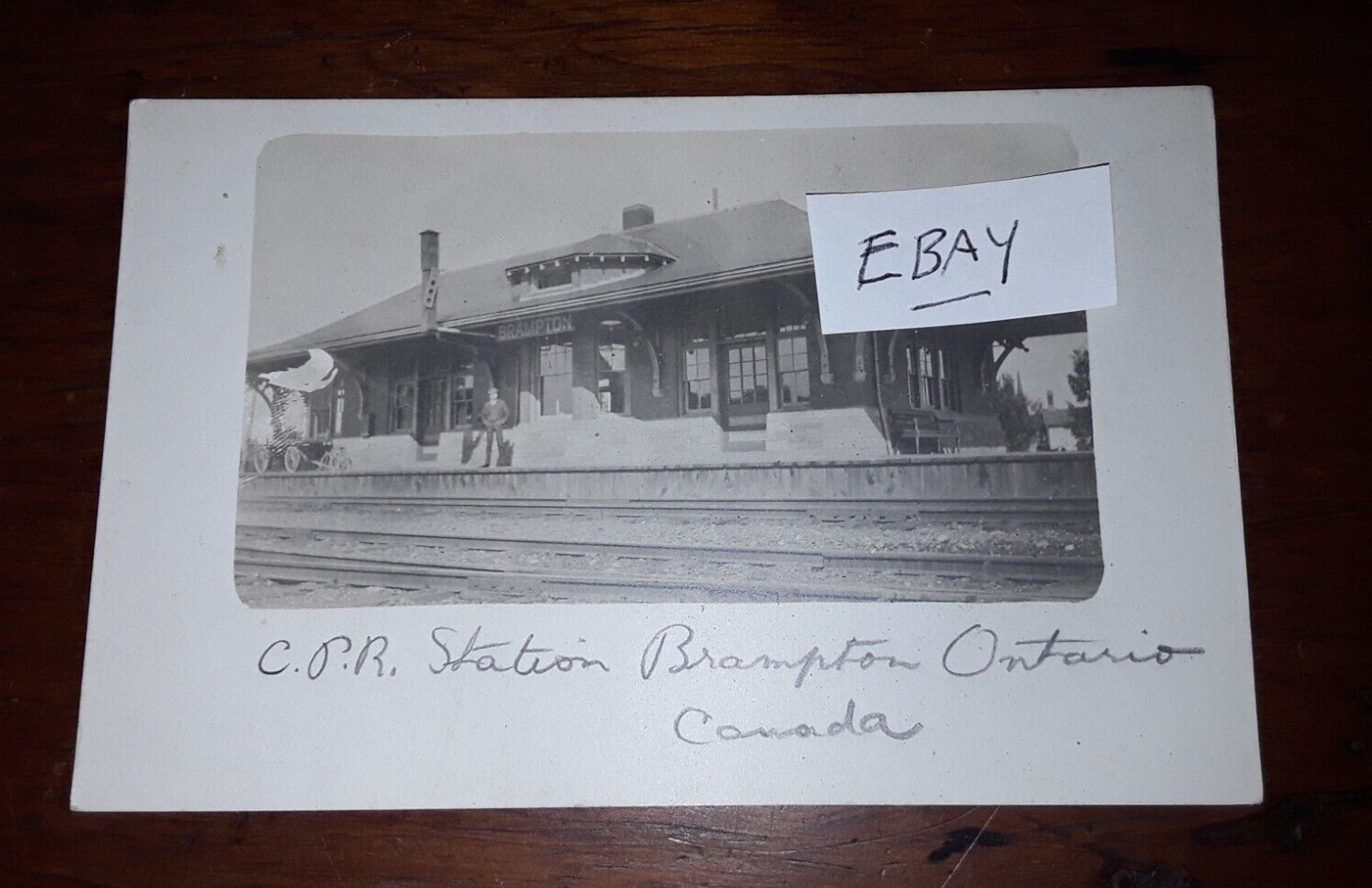 Brampton Ontario Canada Early Undivided Back RPPC c 1907 CPR Railroad Station