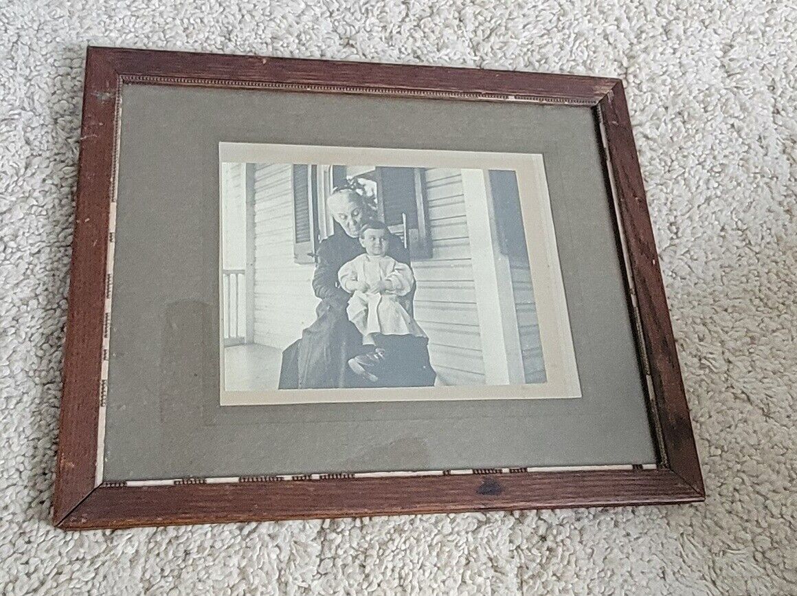 Antique Framed Photo  - Child And Grandmother 
