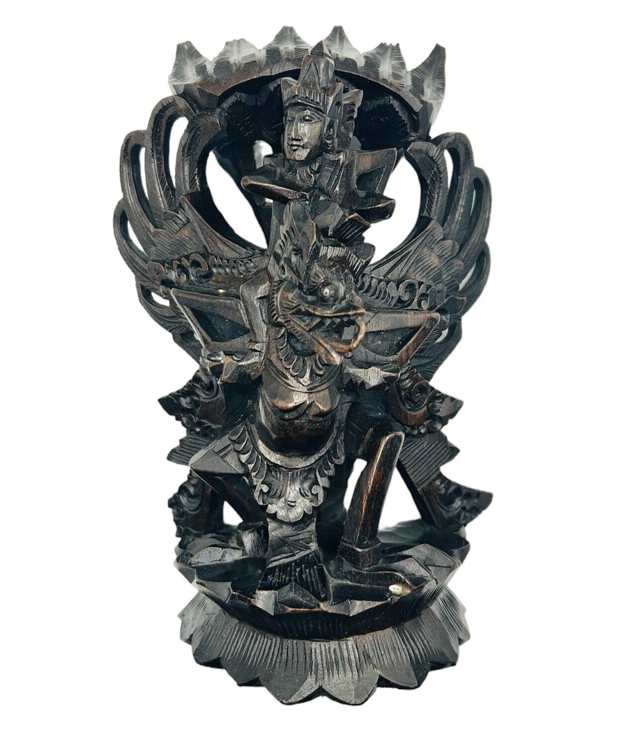 Vintage Carved Wood -Vishnu Riding Garuda Hindu (Sculpture Bali Indonesia)