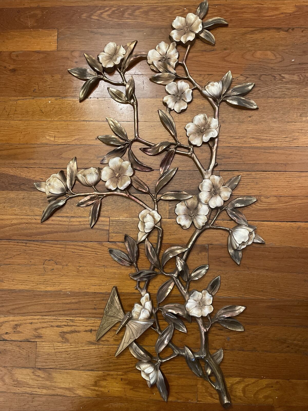 VINTAGE HOMCO SYROCO FLOWER DOGWOOD BRANCH WALL PLAQUE-34”-1962