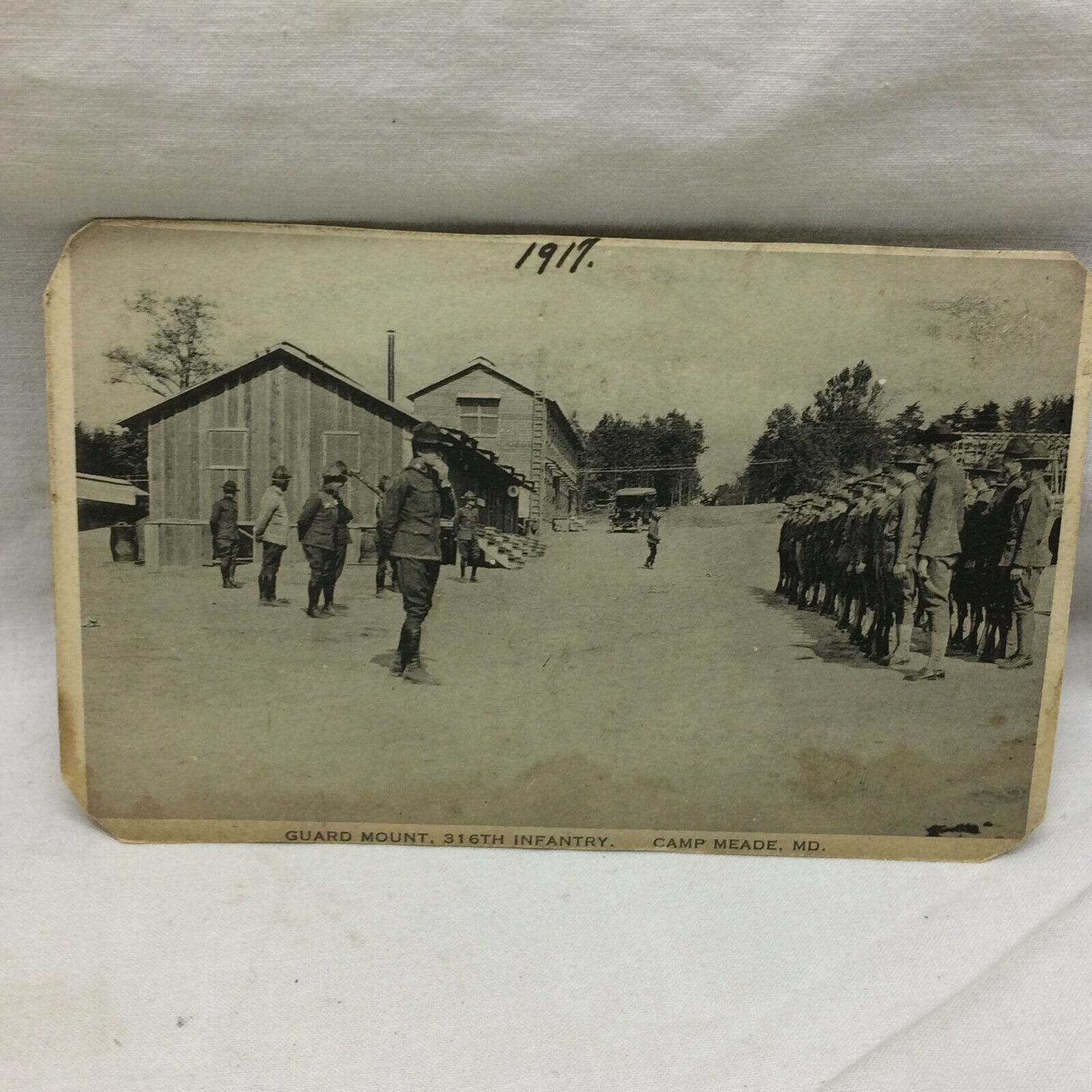 Vintage Postcard 1917 316th Army Infantry Guard Mount Camp Meade Scene
