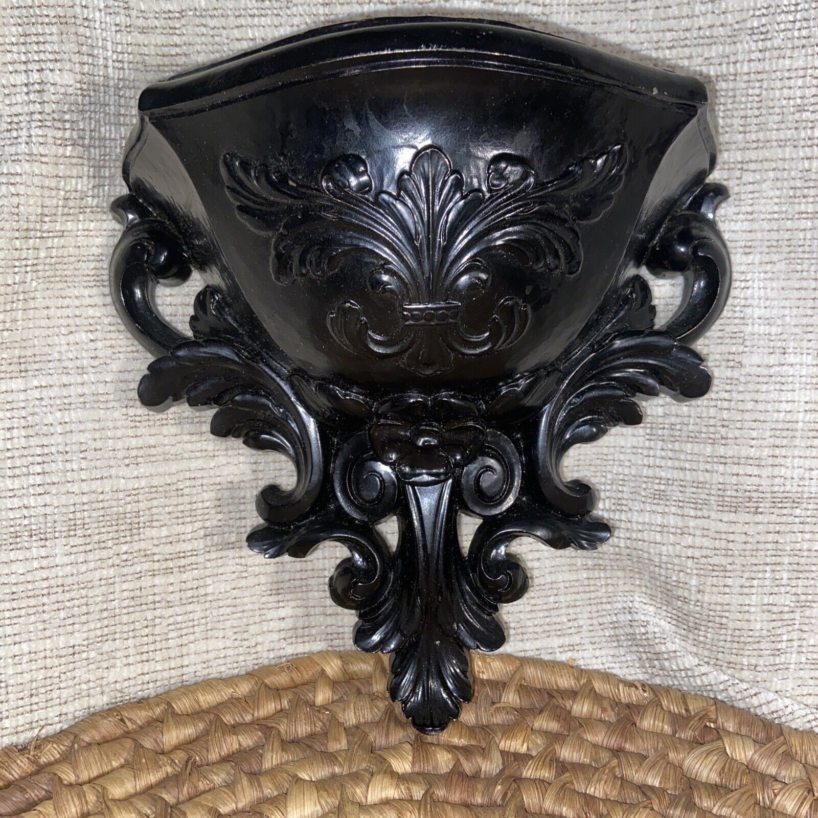 Black Ornate Floral Wall Planter Decorative Collectible  548