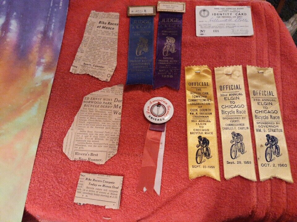 1956 58 60 Elgin To Chicago And 1959 Pan American Cycling Ribbons, 1954 58 Judge