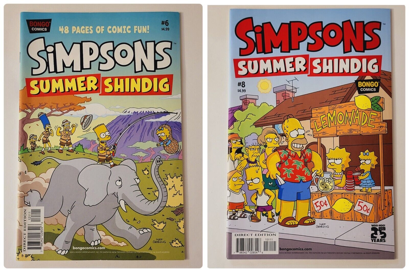 2012 2014 Bongo The Simpsons Summer Shindig Comic Lot x2 NM #6 & #8 Bagged/Board