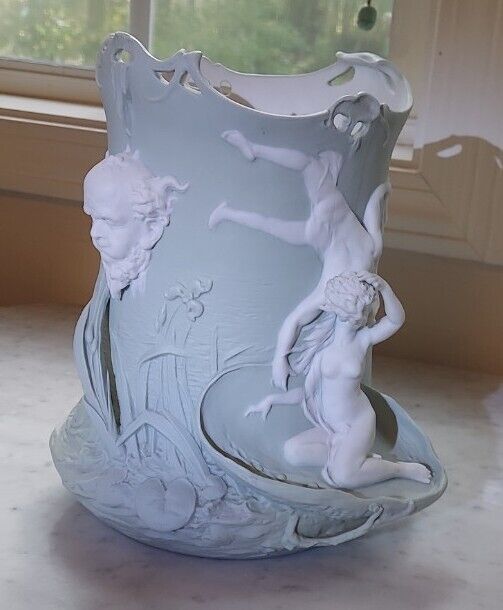 Angel Volkstedt German Antique Jasperware 3-dimensional Vase