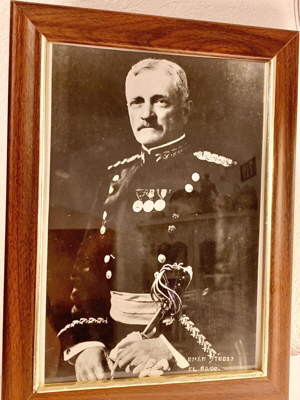 General John Joseph Pershing Framed Photograph 9“ X 13.5“, 1983 Reprint El Paso