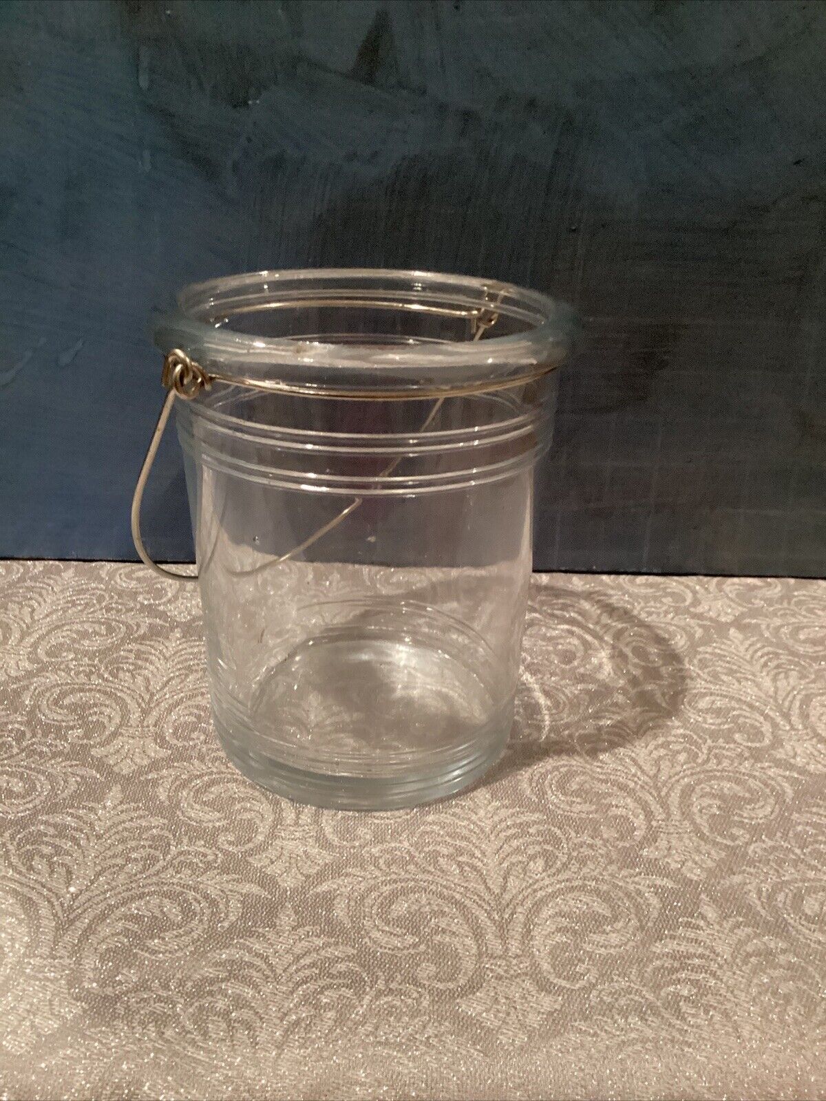 Vintage MCM Mid-Century Modern Ice Bucket Clear Glass .