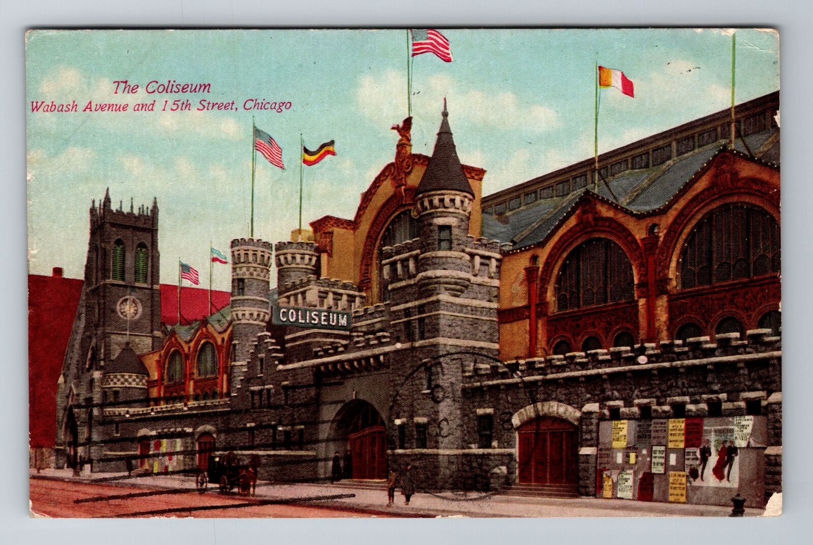 Chicago IL-Illinois, The Coliseum, Advertising, 1910 Antique Vintage Postcard