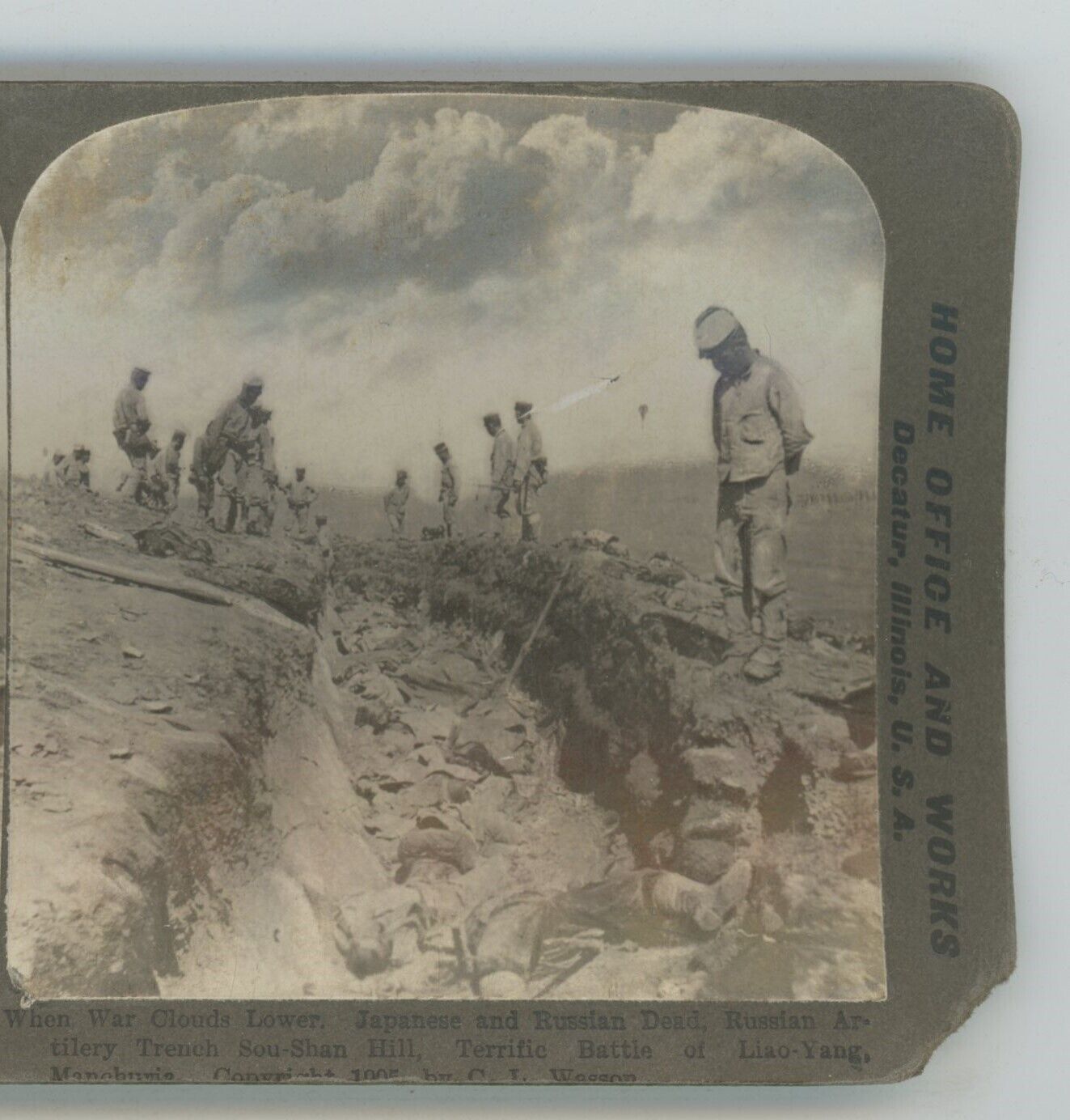 Japanese & Russian Dead Artillery Trench Soushan Hill Manchuria China Stereoview