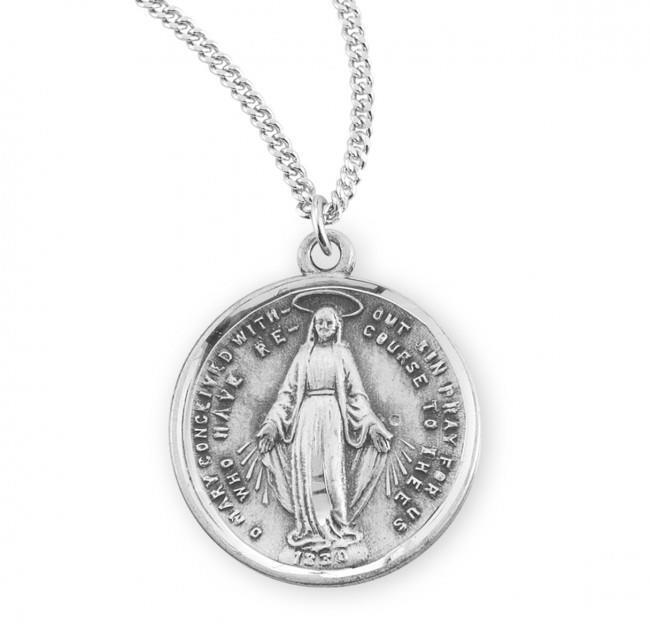 Sterling Silver Beautiful Round Miraculous Medal Size 1.2in  x 0.8in