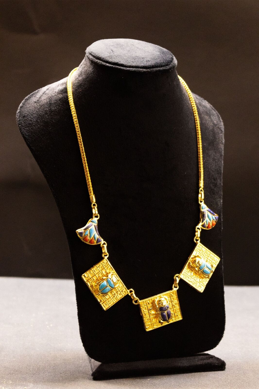 Gorgeous Egyptian necklace with Egyptian Scarab and Lotus flower- Made In Egypt
