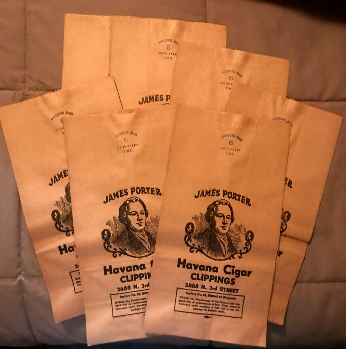 NEW- LOT OF 11+ 2 Havana Cigar Tobacco Clippings Empty Paper Bags JAMES PORTER