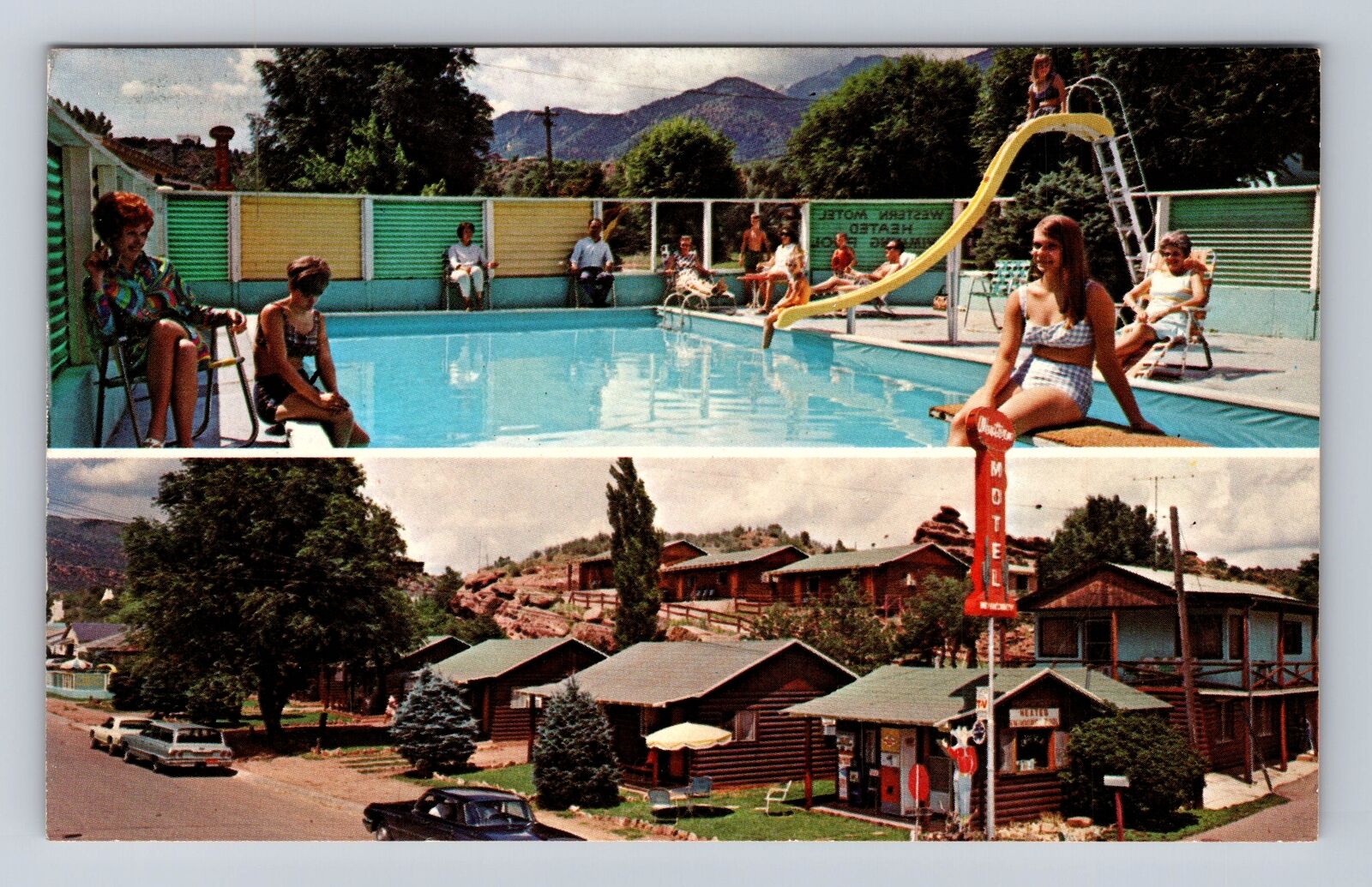 Manitou Springs CO-Colorado, Western Motel Advertising, Vintage Postcard