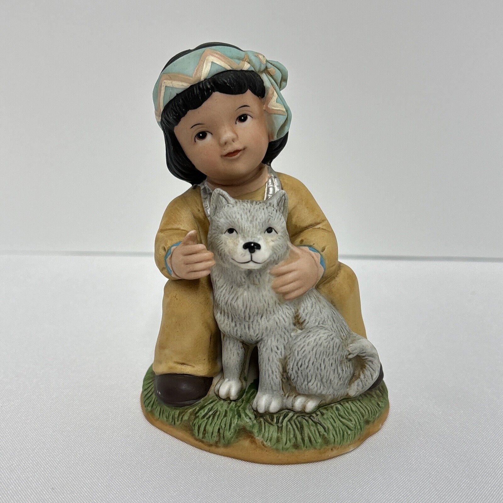 Vintage Homco Native American Child With Wolf Pup 4\