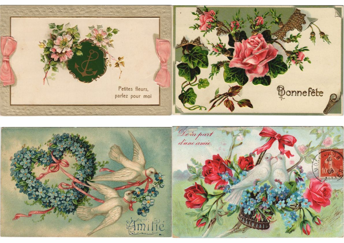 EMBOSSED GREETINGS HOLIDAYS FANTASY 470 Vintage Postcards (L4249)