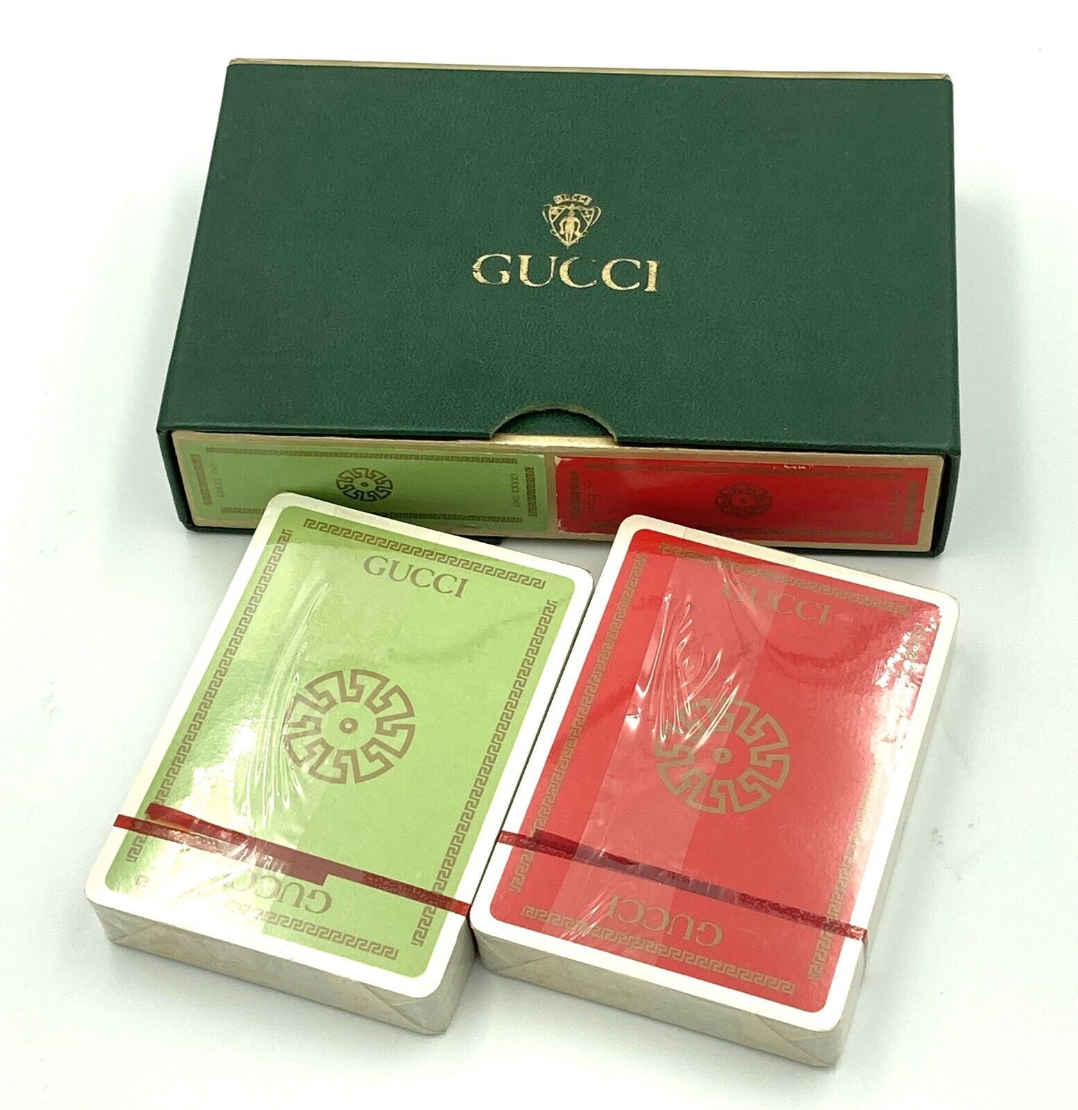 GUCCI Playing Cards Trump Set of 2 Old Authentic with Box Red and Green