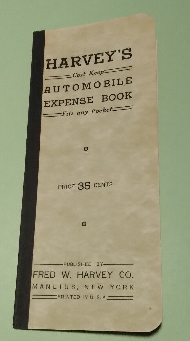 Harvey\'s Fred W AUTOMOBILE EXPENSE BOOK-Travel retro auto paper vtg original
