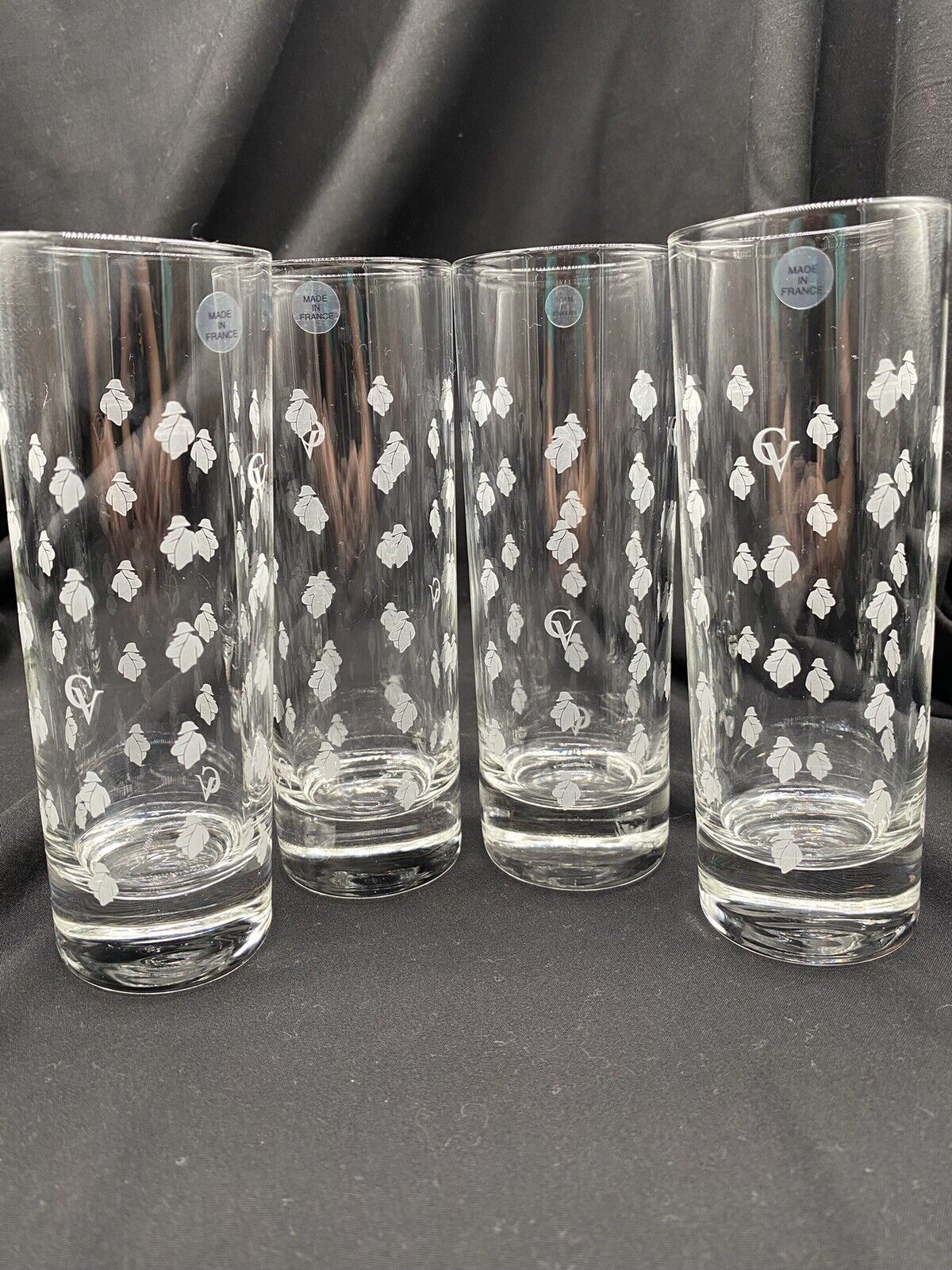 Courvoisier Highball Glasses / Etched / Made in France GorgeousSet of 4 