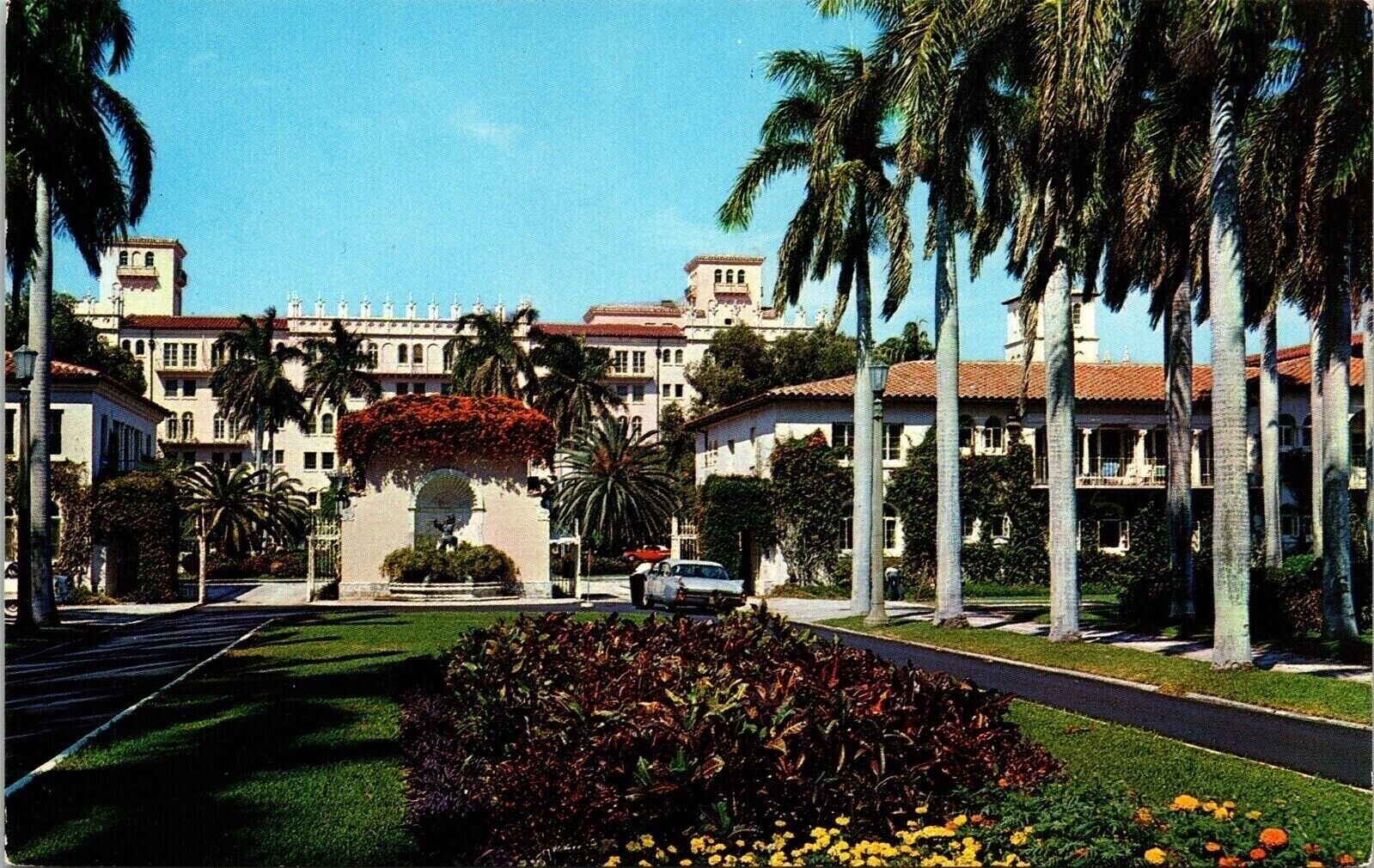 Boca Raton Hotel & Club Streetview Boca Rotan Florida Palm Trees Chrome Postcard