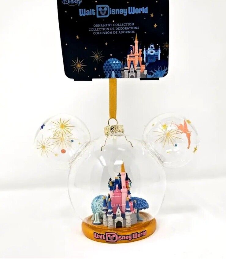 2024 Walt Disney World Four Parks Icons Castle Glass Mickey Ornament NEW