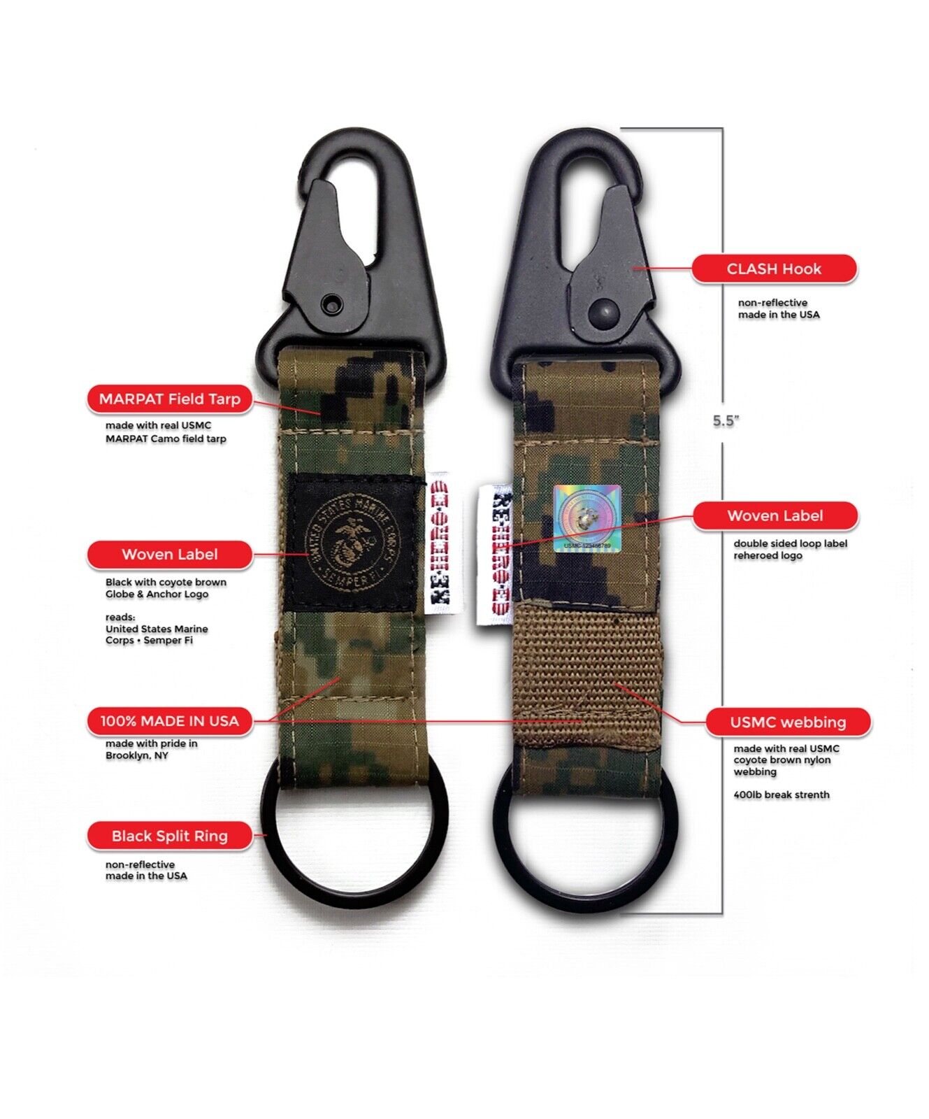 USMC Keychain | Made with MARPAT Tarp