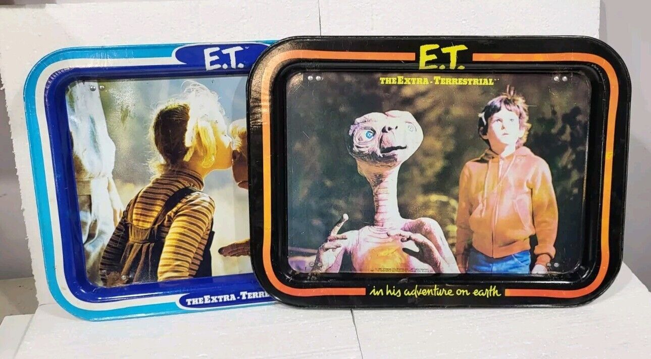 Vintage 1982 E.T. The Extra Terrestrial 2 Tin TV Trays Universal City Studios