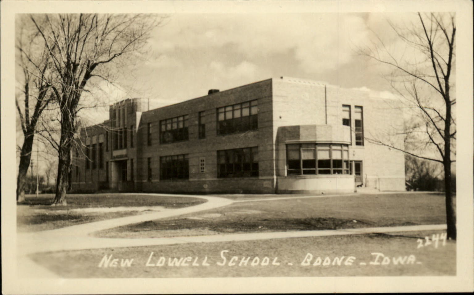 RPPC Bodne Iowa Lowell School Macmillan real photo postcard