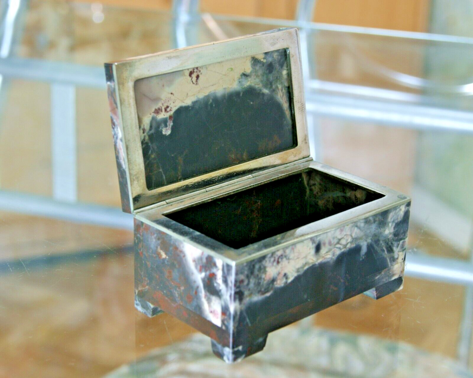 Vintage Very Rare Jasper Jewelry Box USSR Gemstone Soviet Collectible