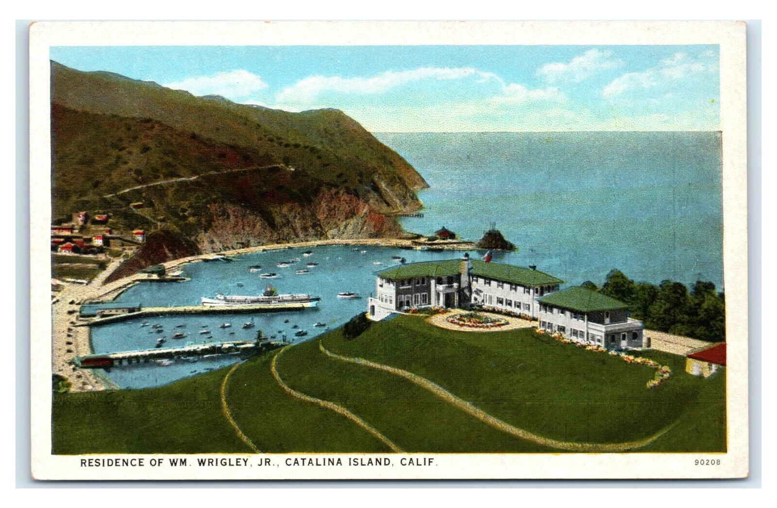 Postcard Residence of WM Wrigley Jr, Catalina Island CA T19