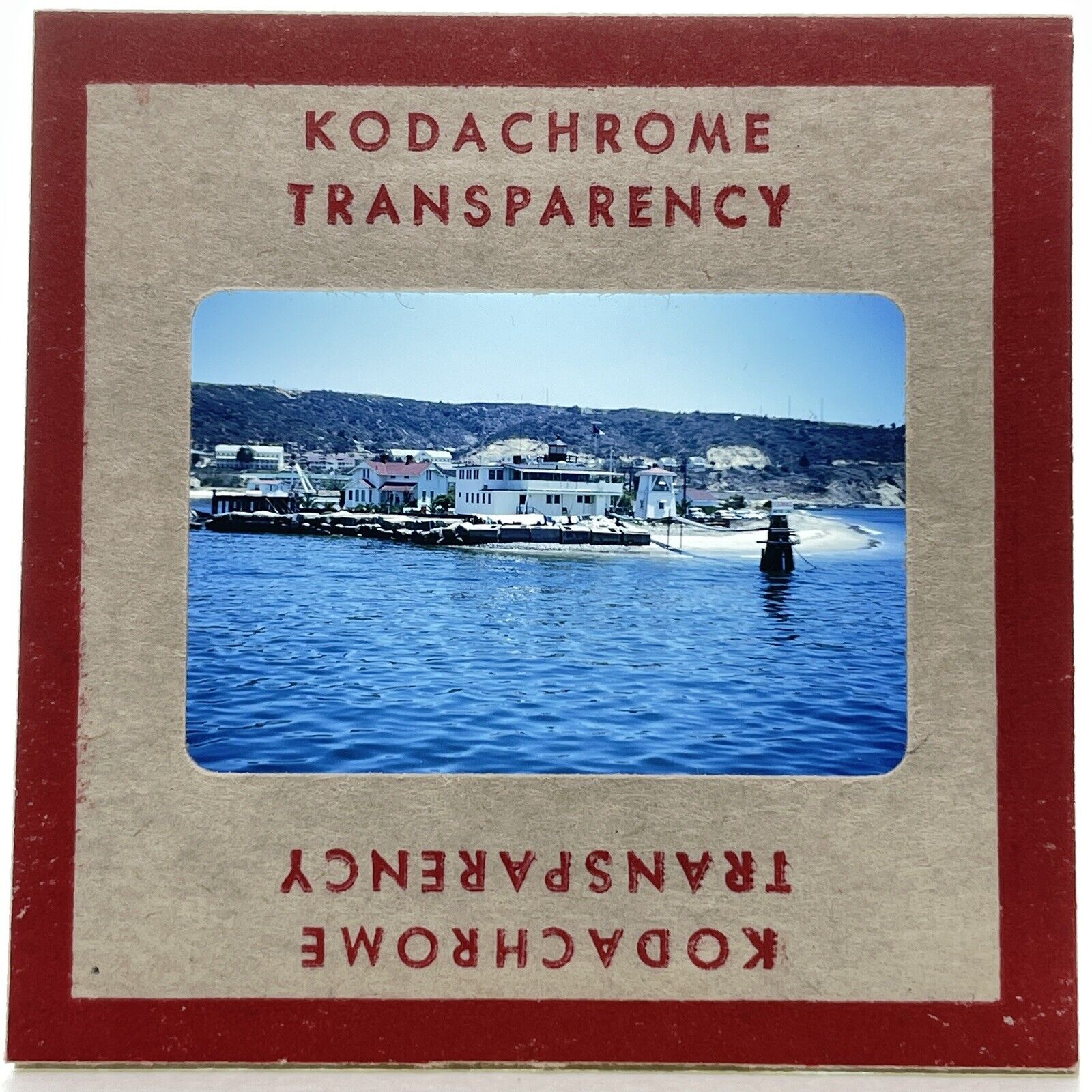 35mm Slide 50s Red Kodachrome View Of Ocean & Buildings San Diego, California #2