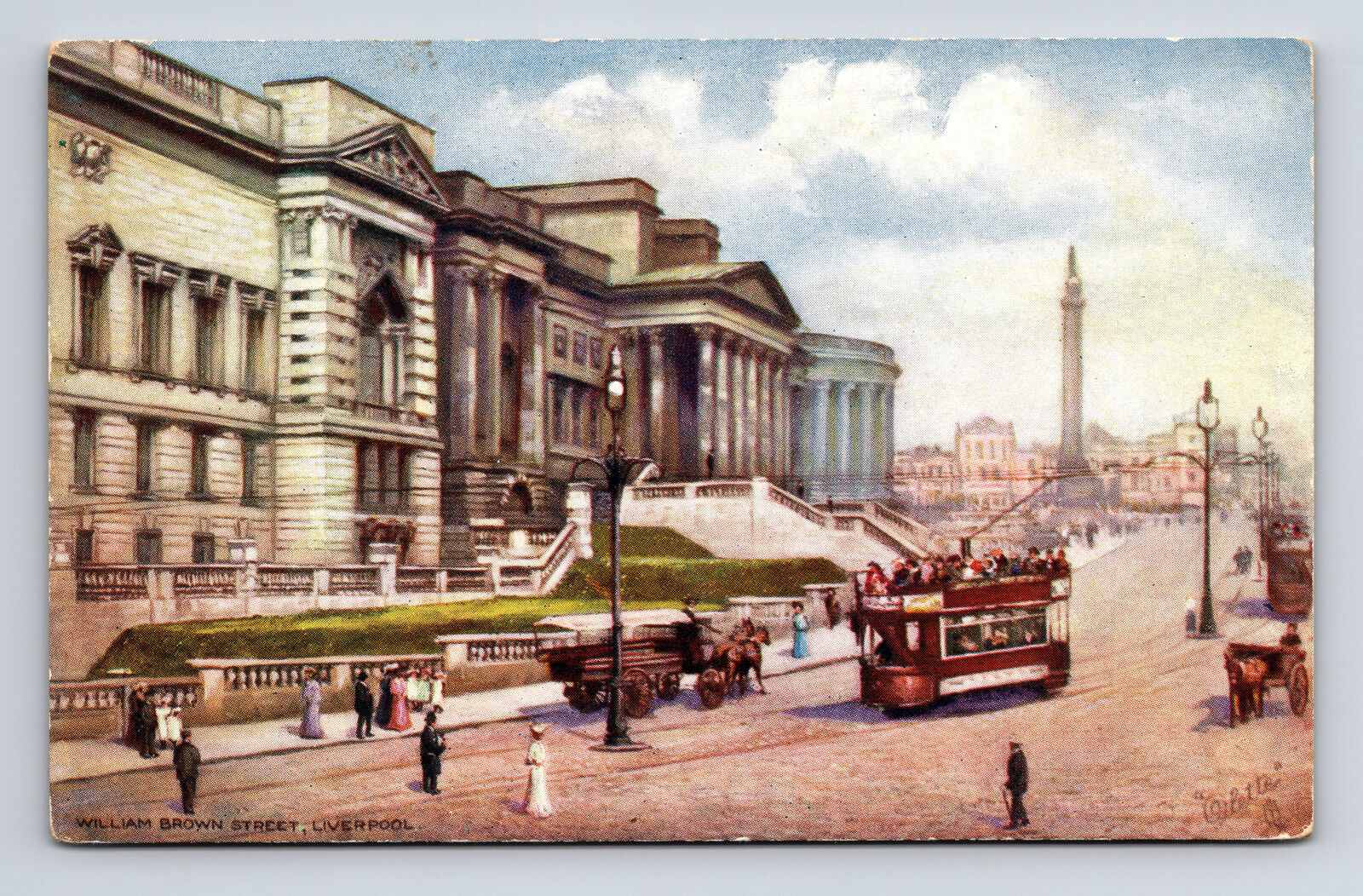 William Brown Street Liverpool England UK Streetcar Tuck\'s Oilette Postcard