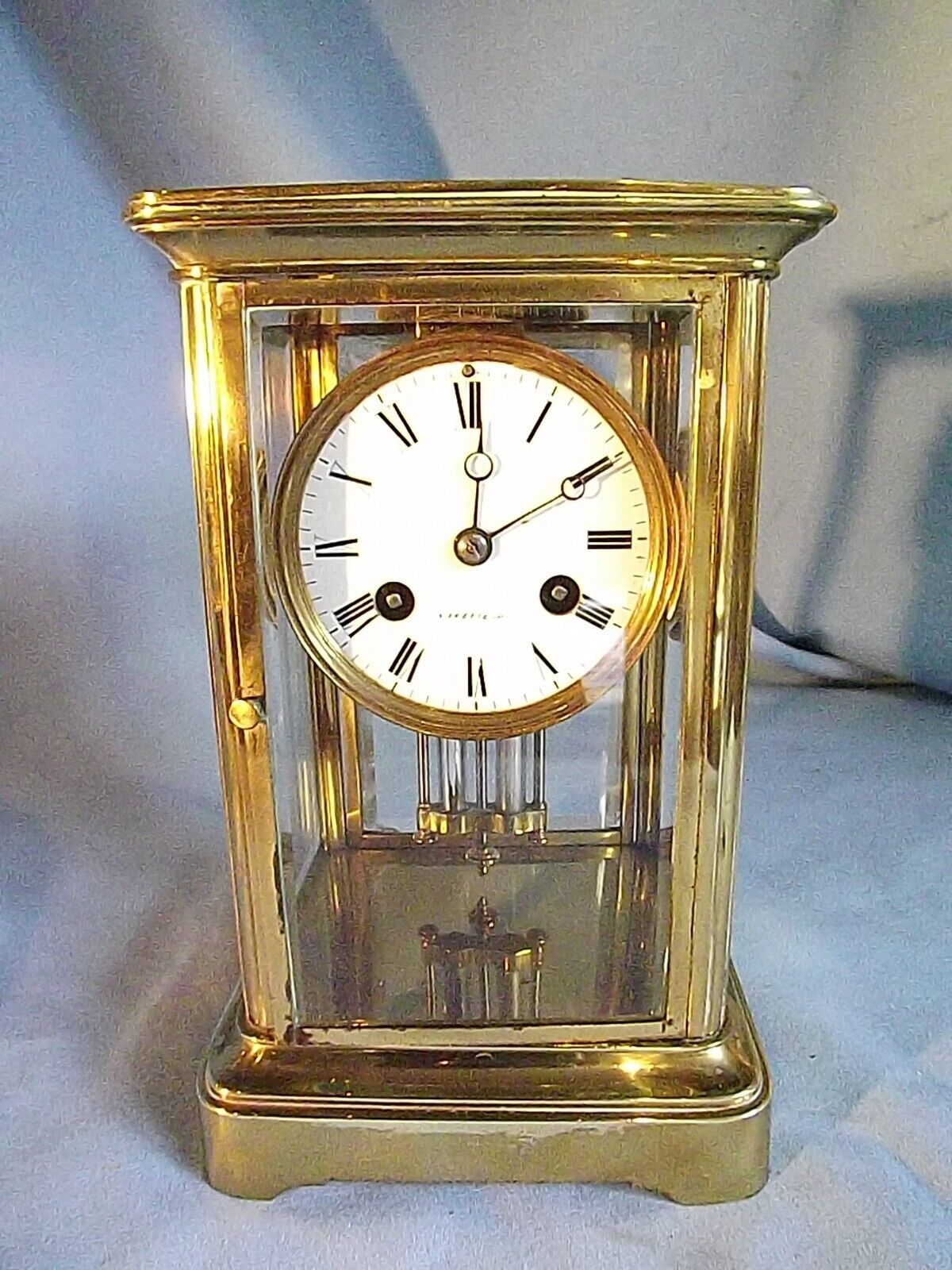 Antique French 4 Glass Clock Working Order C1890.