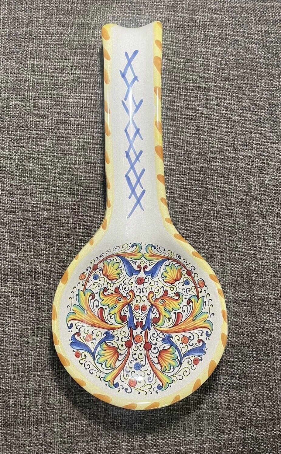Vintage Meridiana Ceramiche Spoon Rest Italy Ceramic Hand Painted