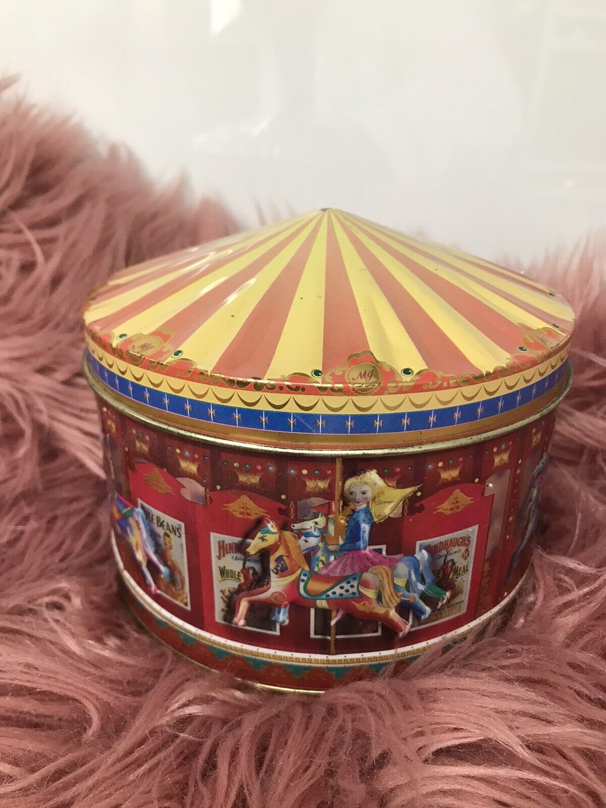 The Merry Go Round Carousel EMPTY Tin Storage Container Collectable Display
