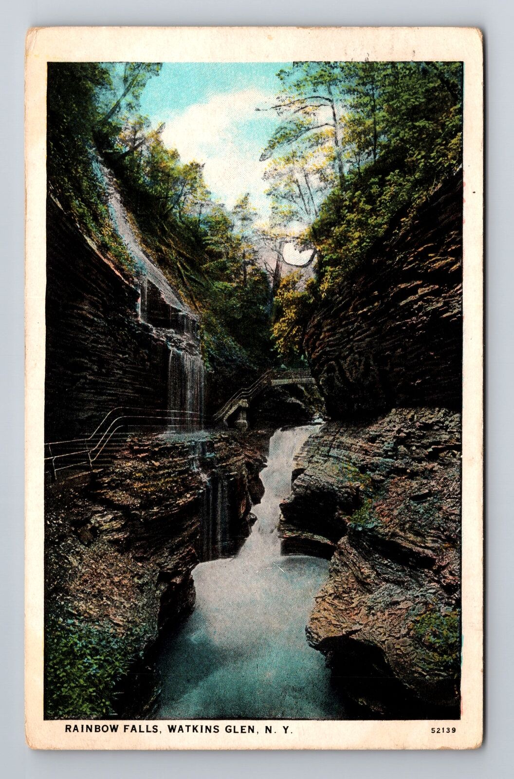 Watkins Glen NY-New York, Rainbow Falls, Antique Vintage c1929 Souvenir Postcard