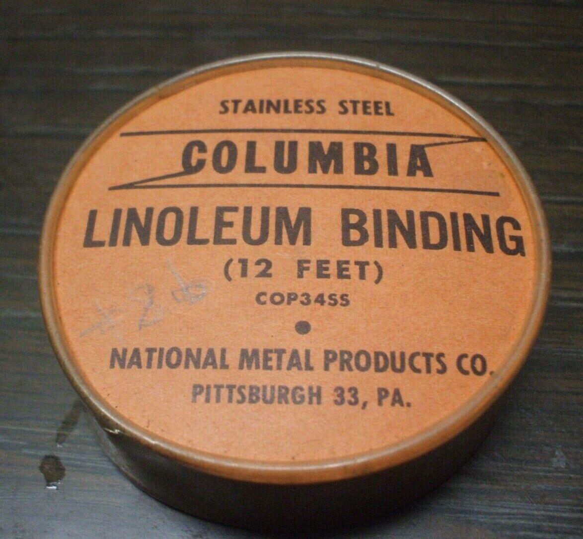 1950\'s(?) COLUMBIA LINOLEUM BINDING - National Metal Products, Pittsburgh 33