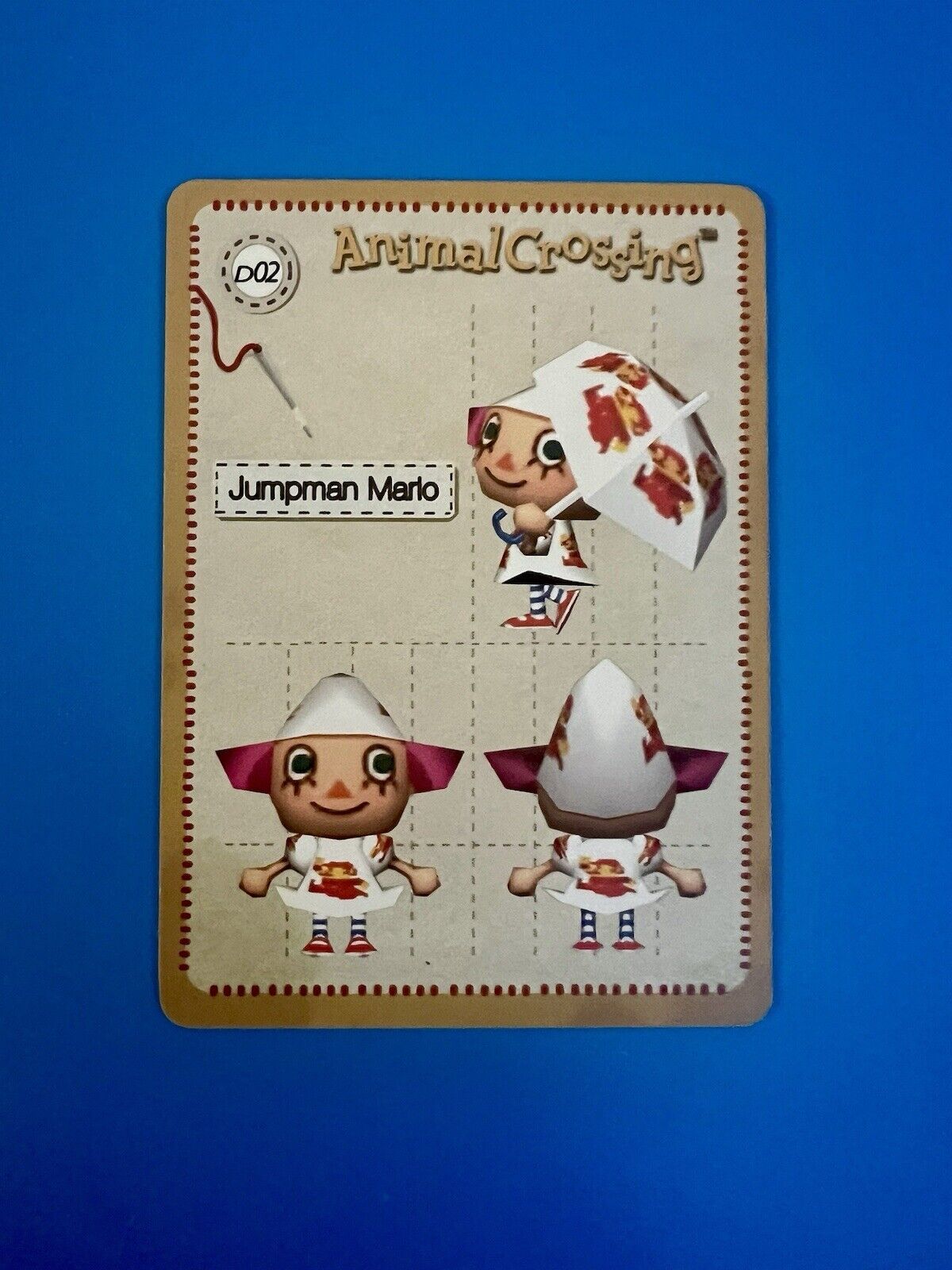 Animal Crossing E-reader card D02 Jumpman Mario Design card