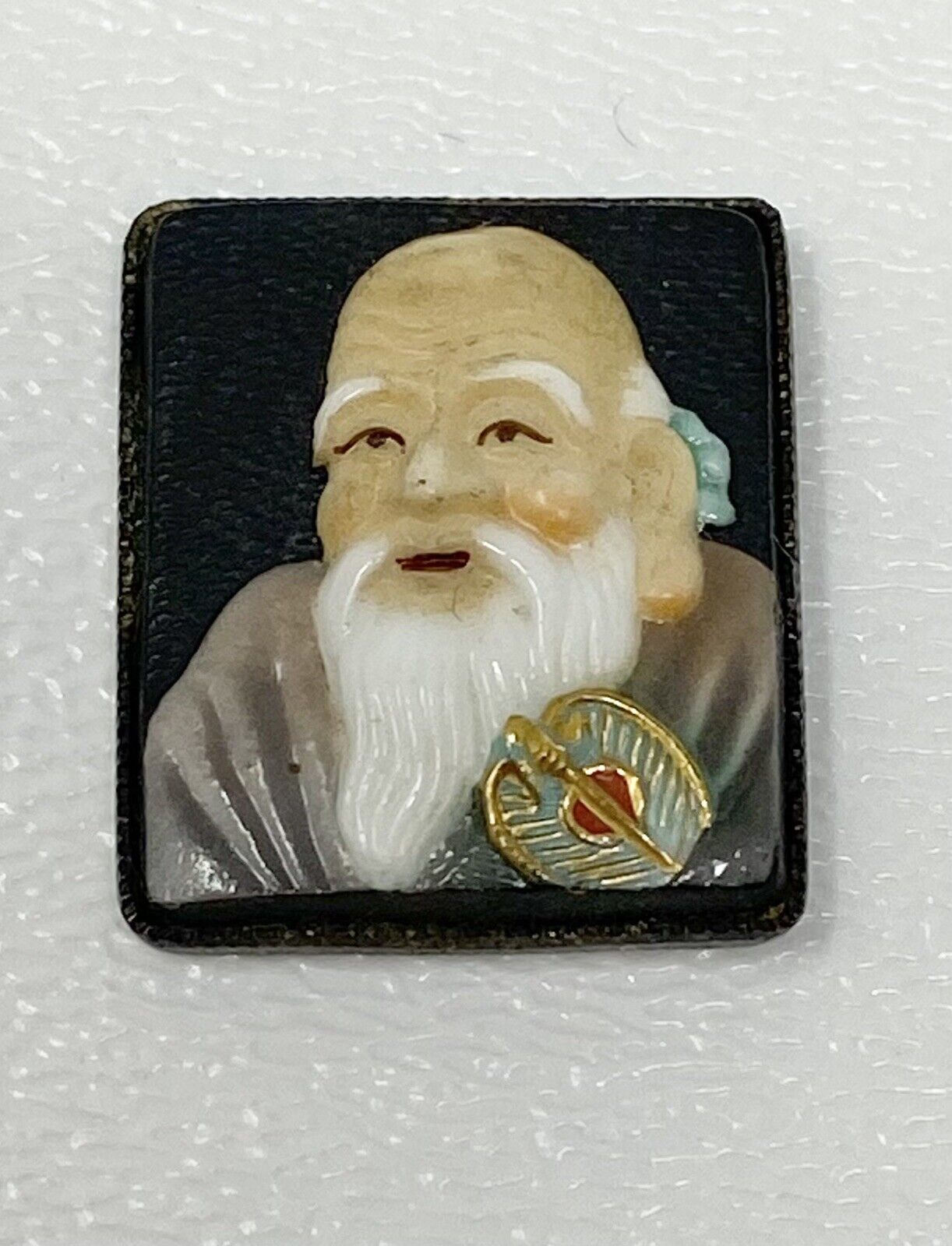 Vintage Japanese SILVER Toshikane Painted Tile Original From A Cuff Link *Read*