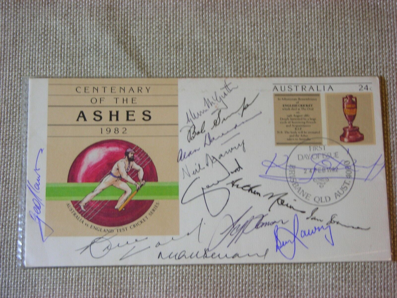 Cricket Souvenir First Day of Issue Envelope with Signatures 1982